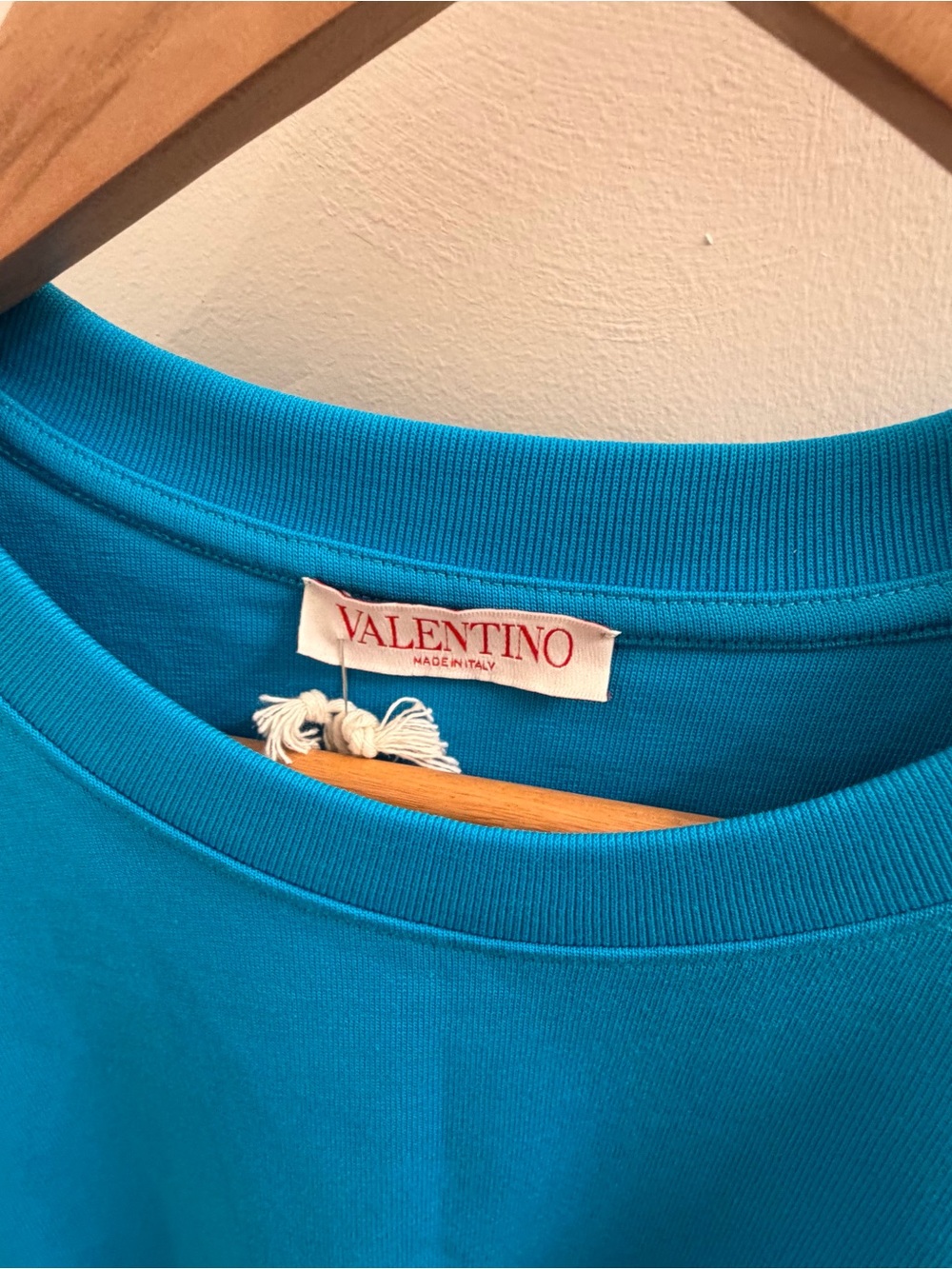 Valentino Turquoise Logo Crewneck Tee T-Shirt - Picture 3 of 6